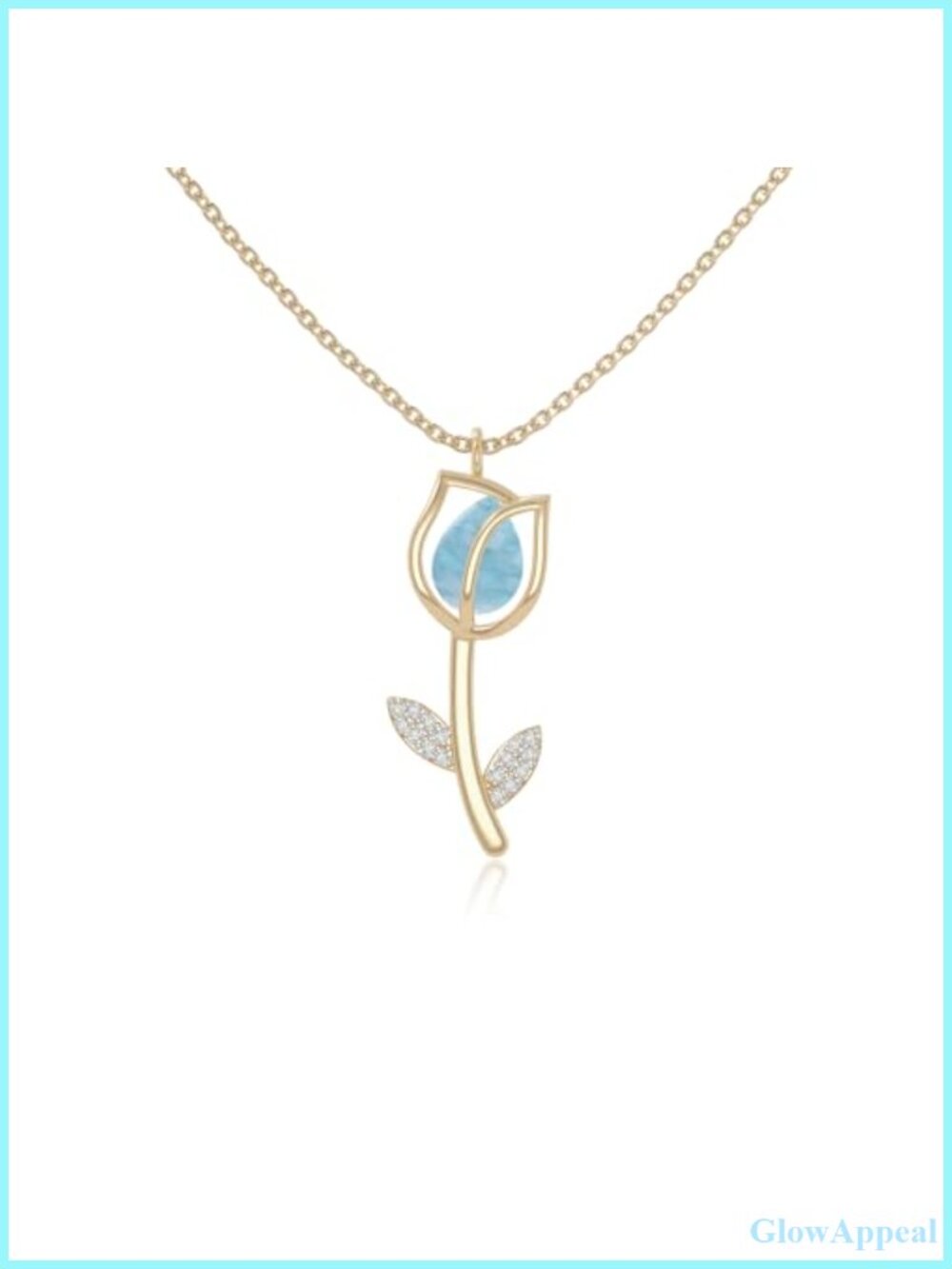 Moissanite Tulip Pendant Necklace 18K Yellow Gold Vermeil